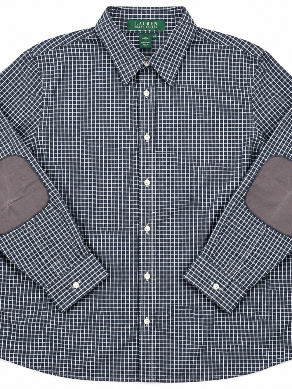 Lauren Ralph Lauren Men’s 2XL Windowpane Plaid Elbow Patch Shirt